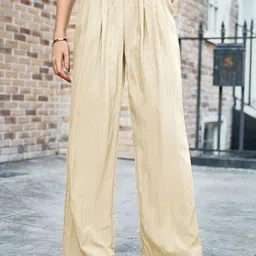 Outzidr Women Relaxed Fit Pleated Trousers-image-6