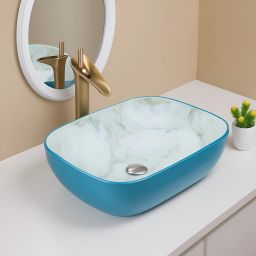 Designer Ceramic Table Top Vessel Sink Wash Basin For Bathroom (18 x 13 x 5.5 Inch) Counter Top-image-53