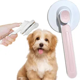 Grooming White Sleeker Brush Plain/ Bristle Brushes for Dog & Cat-image-3