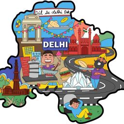 India Souvenir Wooden MDF Delhi Fridge Magnet (Multicolour) Fridge Magnet Pack of 1-image-11