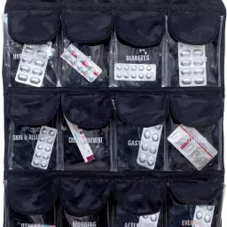 Pill Storage Pouch Medicine Storage Hanging Organizer 12 Pockets Pack of 1 Pill Box-15