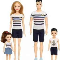 4 Piece Family Doll Set – Mother, Father & 2 Kids with Colorful Outfits for Kids-image-34