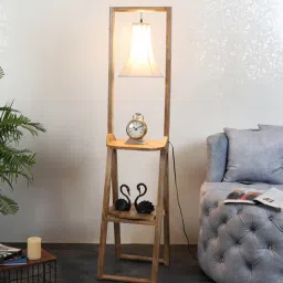 sapphire Venus White Iron Shade Shelf Floor Lamp With Wood Base-picture-43