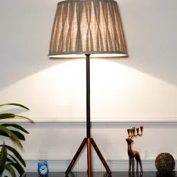kapoor lampshades Mizuko Matte Black & Copper Table Lamp with Natural Linen Shade-picture-49