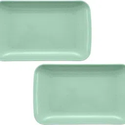 Unbreakable Wheat Straw Fiber Snack Plates (Green, Pack of 2) Tray-47