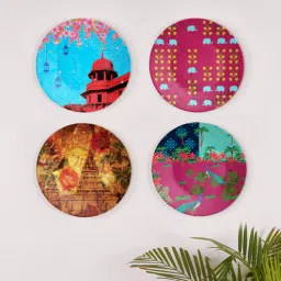quirk india Multicolour Ceramic Indian Heritage Decorative Wall Plates - Set Of 4-picture-11