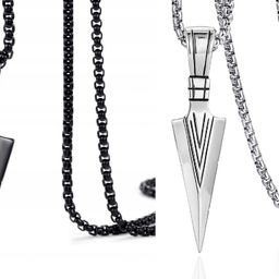 Arrow Shape Pendant/Locket for Men Spearhead Arrowhead locket Biker, Party wear Black Silver Stainless Steel Pendant-image-5