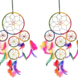 Car and Wall Hanging Multi Color Dream Catcher (Pack Of 2) Wool Dream Catcher-image-27