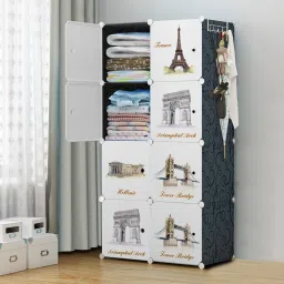 8 door black PP Collapsible Wardrobe-image-16