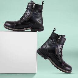 100% Genuine Leather Boot For Men Stylish Long Ankle Chain Boots For Men-image-51