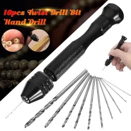 10pcs Twist Drill Bit Mini Micro Aluminum Alloy Hand Drill With Keyless Chuck Woodworking Drilling Rotary Tools Twist Drill Bit-27