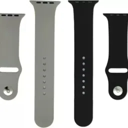 SuviTime Watch Strap 42mm 44mm, Soft Silicone Belt Sport For Series SE 6/5/4 BLACK GREY Smart Watch Strap-43