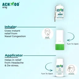 ACH...OO 2 in 1 Natural Inhaler and Applicator Breathe Easy for Cold & Nasal Congestion Key chain (Pack of 3) Vaporizer image 2