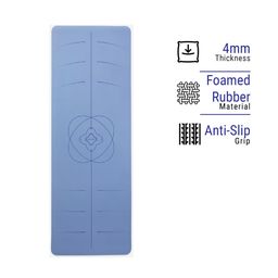 Yoga Mat, 4 mm thick, 185 x 65 cm, Polyurethane - Light Blue, Dynamic-image-6