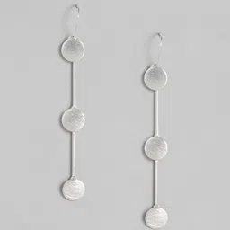 EL REGALO Silver-Toned Three-Circle-Long Drop Earrings image 1