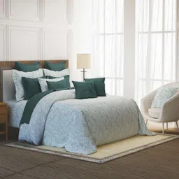 Triani Green & White Geometric Cotton 1 Piece Double King Fine Bedding Set-picture-31