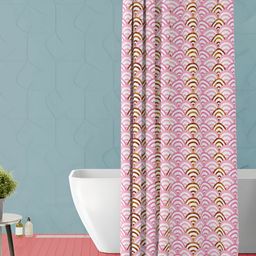 ArtzFolio White & Pink Geometric Printed Waterproof Shower Curtain-18