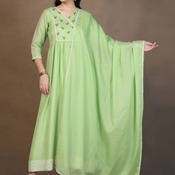 Moda Rapido Embroidered A-Line Maxi Ethnic Dress-picture-7