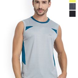 FTX Men Pack Of 4 Colourblocked Round Neck Gym Innerwear Vests-picture-30