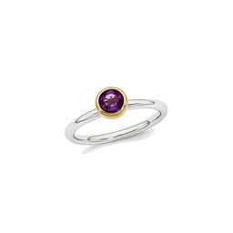GenZcomplex Silver-Plated Brass Amethyst Finger Ring-24
