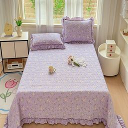 JC HOME Purple & Green Printed 162 GSM Double Queen Bed Cover-picture-28