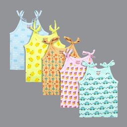 Born Babies Infants Pack Of 5 Printed Cotton Sleeveless Jhabla Vests COPSBYBK-1