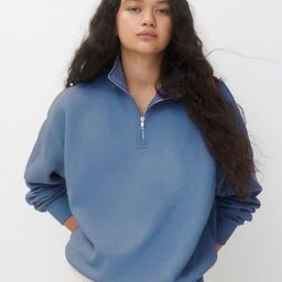 MISCHIEF MONKEY Women Solid Mock Collar Sweatshirt-image-63