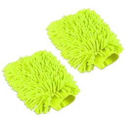 Kuber Industries 2-Pcs Green Double Sided 50GSM Car Washing Gloves-59