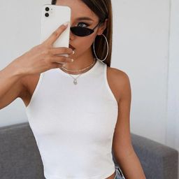 BAESD Women Solid Round Neck Crop Top-image-81