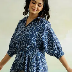 SANSKRUTIHOMES Women Floral Printed Pure Cotton Top-image-89