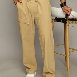 The Roadster Lifestyle Co Men Pure Cotton Casual Cargo Trousers-image-98