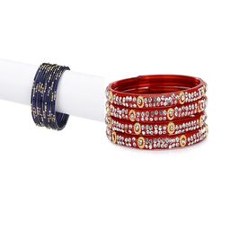 SOMIL Set of 16 Blue Alloy Artificial Stones & Beads Bangles-image-69