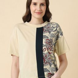 Allen Solly Woman Women Floral Printed Drop-Shoulder Sleeves Ethnic T-shirt-image-46