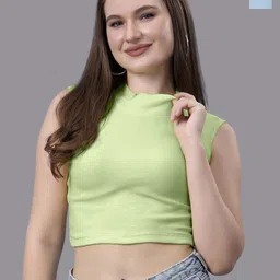 Friskers Women Pack of 2 Cotton High Neck Sleeveless Crop Top-picture-20