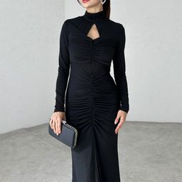 Outzidr Women High Neck Bodycon Maxi Dress-picture-41