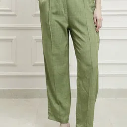 Athena Immutable Women High-Rise Straight Fit Pleated Trousers-image-93