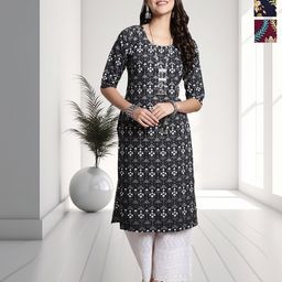 HERE&NOW Selection Of 3 Floral Printed Round Neck Straight Kurtas-image-80