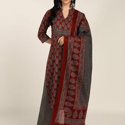 BLOCKS OF INDIA Women Paisley Printed Mirror Work Kurta with Trousers & Dupatta-13