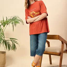 Mast & Harbour Women Printed Drop-Shoulder Sleeves T-shirt-picture-45