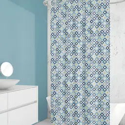 ArtzFolio White & Blue Geometric Printed Waterproof Shower Curtain-image-90