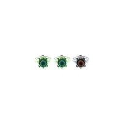 Dynamic Retail Global Set of 3 Rings for Men & Women, Green-Red Alloy Ring ()-9