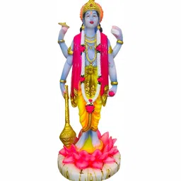 krishnagallery1 GoldToned & Blue Vishnu Bhagwan Murti Marble Finish Decorative Showpiece-image-5