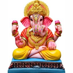 krishnagallery1 Pink & Gold Toned Marble Ganesha For Home Temple Decorative Showpiece-image-60