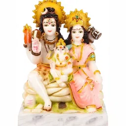krishnagallery1 White Gold Toned Shiv Parivar Marble Statue Showpiece-image-85