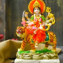 krishnagallery1 Gold Toned Red Dugra maa Decorative Showpiece-image-65