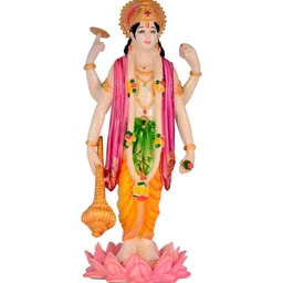 krishnagallery1 White & Orange Standing Lord Vishnu Murti Idol Showpiece-image-99