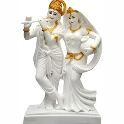 krishnagallery1 GoldToned White Radha Krishana Statue Showpiece-image-9
