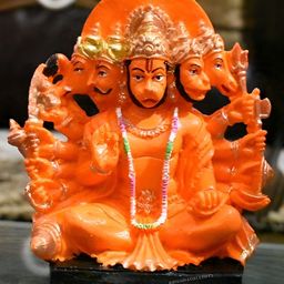 krishnagallery1 Orange Marble Panchmukhi Hanuman Ji Showpiece-29