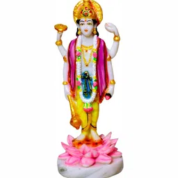 krishnagallery1 White Marble Standing Vishnu Bhagwan Murti Vishnu ji Decorative Showpiece-image-4