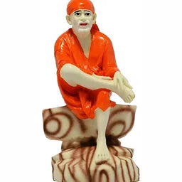 krishnagallery1 Orange & Brown Religious Sai Baba Marble Finish Sai Baba Statue Showpiece-image-89